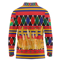 Burkina Faso Long Sleeve Polo Shirt with Red Green Blue Geometric - Wonder Print Shop
