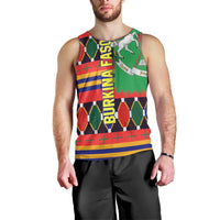 Burkina Faso Men Tank Top with Red Green Blue Geometric - Wonder Print Shop