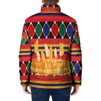 Burkina Faso Padded Jacket with Red Green Blue Geometric - Wonder Print Shop