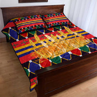 Burkina Faso Quilt Bed Set with Red Green Blue Geometric - Wonder Print Shop