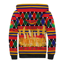 Burkina Faso Sherpa Hoodie with Red Green Blue Geometric - Wonder Print Shop