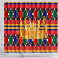 Burkina Faso Shower Curtain with Red Green Blue Geometric - Wonder Print Shop