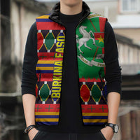 Burkina Faso Sleeveless Puffer Jacket with Red Green Blue Geometric - Wonder Print Shop
