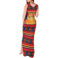 Burkina Faso Tank Maxi Dress with Red Green Blue Geometric - Wonder Print Shop