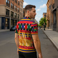 Burkina Faso Zipper Polo Shirt with Red Green Blue Geometric - Wonder Print Shop