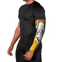 Burkina Faso Arm Sleeves with Brown White Yellow Abstract Design - Wonder Print Shop