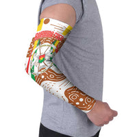 Burkina Faso Arm Sleeves with Brown White Yellow Abstract Design - Wonder Print Shop