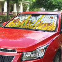 Burkina Faso Auto Sun Shade with Brown White Yellow Abstract Design - Wonder Print Shop