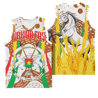 Burkina Faso Basketball Jersey with Brown White Yellow Abstract Design - Wonder Print Shop