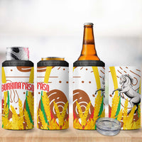Burkina Faso 4 in 1 Can Cooler Tumbler with Brown White Yellow Abstract Design - Wonder Print Shop