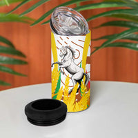 Burkina Faso 4 in 1 Can Cooler Tumbler with Brown White Yellow Abstract Design - Wonder Print Shop