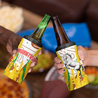 Burkina Faso 4 in 1 Can Cooler Tumbler with Brown White Yellow Abstract Design - Wonder Print Shop