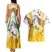 Burkina Faso Couples Matching Tank Maxi Dress and Hawaiian Shirt with Brown White Yellow Abstract Design - Wonder Print Shop