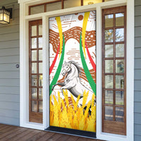 Burkina Faso Door Cover with Brown White Yellow Abstract Design - Wonder Print Shop