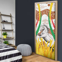 Burkina Faso Door Cover with Brown White Yellow Abstract Design - Wonder Print Shop
