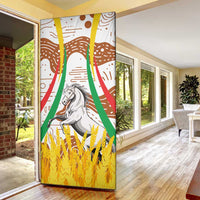 Burkina Faso Door Cover with Brown White Yellow Abstract Design - Wonder Print Shop