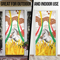 Burkina Faso Door Cover with Brown White Yellow Abstract Design - Wonder Print Shop