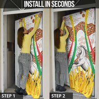 Burkina Faso Door Cover with Brown White Yellow Abstract Design - Wonder Print Shop