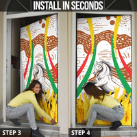 Burkina Faso Door Cover with Brown White Yellow Abstract Design - Wonder Print Shop