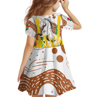 Burkina Faso Family Matching Off The Shoulder Long Sleeve Dress and Hawaiian Shirt with Brown White Yellow Abstract Design - Wonder Print Shop