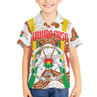 Burkina Faso Family Matching Off The Shoulder Long Sleeve Dress and Hawaiian Shirt with Brown White Yellow Abstract Design - Wonder Print Shop