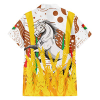 Burkina Faso Family Matching Off Shoulder Maxi Dress and Hawaiian Shirt with Brown White Yellow Abstract Design - Wonder Print Shop