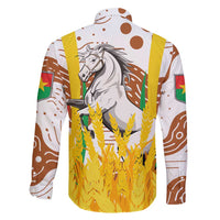 Burkina Faso Family Matching Off Shoulder Maxi Dress and Hawaiian Shirt with Brown White Yellow Abstract Design - Wonder Print Shop