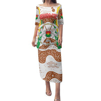 Burkina Faso Family Matching Puletasi and Hawaiian Shirt with Brown White Yellow Abstract Design - Wonder Print Shop