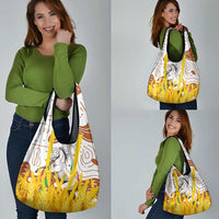 Burkina Faso Grocery Bag with Brown White Yellow Abstract Design - Wonder Print Shop