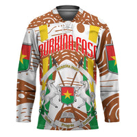 Burkina Faso Hockey Jersey with Brown White Yellow Abstract Design - Wonder Print Shop
