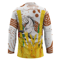 Burkina Faso Hockey Jersey with Brown White Yellow Abstract Design - Wonder Print Shop