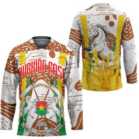 Burkina Faso Hockey Jersey with Brown White Yellow Abstract Design - Wonder Print Shop