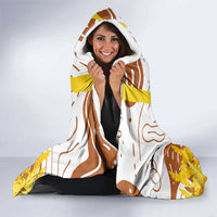 Burkina Faso Hooded Blanket with Brown White Yellow Abstract Design - Wonder Print Shop