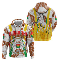Burkina Faso Hoodie with Brown White Yellow Abstract Design - Wonder Print Shop