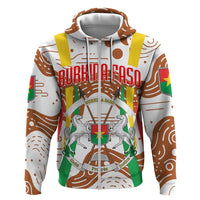 Burkina Faso Hoodie with Brown White Yellow Abstract Design - Wonder Print Shop