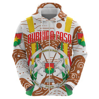 Burkina Faso Hoodie with Brown White Yellow Abstract Design - Wonder Print Shop