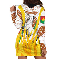Burkina Faso Hoodie Dress with Brown White Yellow Abstract Design - Wonder Print Shop