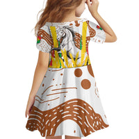 Burkina Faso Kid Short Sleeve Dress with Brown White Yellow Abstract Design - Wonder Print Shop