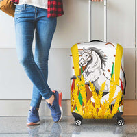 Burkina Faso Luggage Cover with Brown White Yellow Abstract Design - Wonder Print Shop