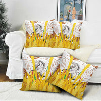 Burkina Faso Pillow Cover with Brown White Yellow Abstract Design - Wonder Print Shop
