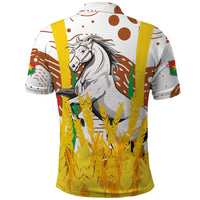 Burkina Faso Polo Shirt with Brown White Yellow Abstract Design - Wonder Print Shop