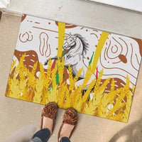 Burkina Faso Rubber Doormat with Brown White Yellow Abstract Design - Wonder Print Shop