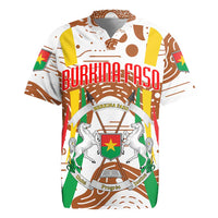Burkina Faso Rugby Jersey with Brown White Yellow Abstract Design - Wonder Print Shop