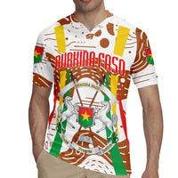 Burkina Faso Rugby Jersey with Brown White Yellow Abstract Design - Wonder Print Shop