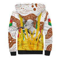 Burkina Faso Sherpa Hoodie with Brown White Yellow Abstract Design - Wonder Print Shop