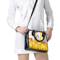 Burkina Faso Shoulder Handbag with Brown White Yellow Abstract Design - Wonder Print Shop