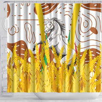 Burkina Faso Shower Curtain with Brown White Yellow Abstract Design - Wonder Print Shop