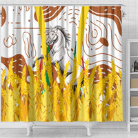Burkina Faso Shower Curtain with Brown White Yellow Abstract Design - Wonder Print Shop