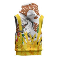 Burkina Faso Sleeveless Zip Hoodie with Brown White Yellow Abstract Design - Wonder Print Shop