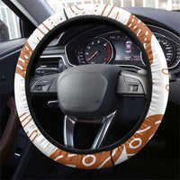 Burkina Faso Steering Wheel Cover with Brown White Yellow Abstract Design - Wonder Print Shop